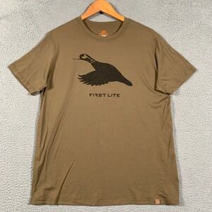 First Lite Merino Blend Wick Aerowool Tech T-Shirt Mens Large Brown Short Sleeve